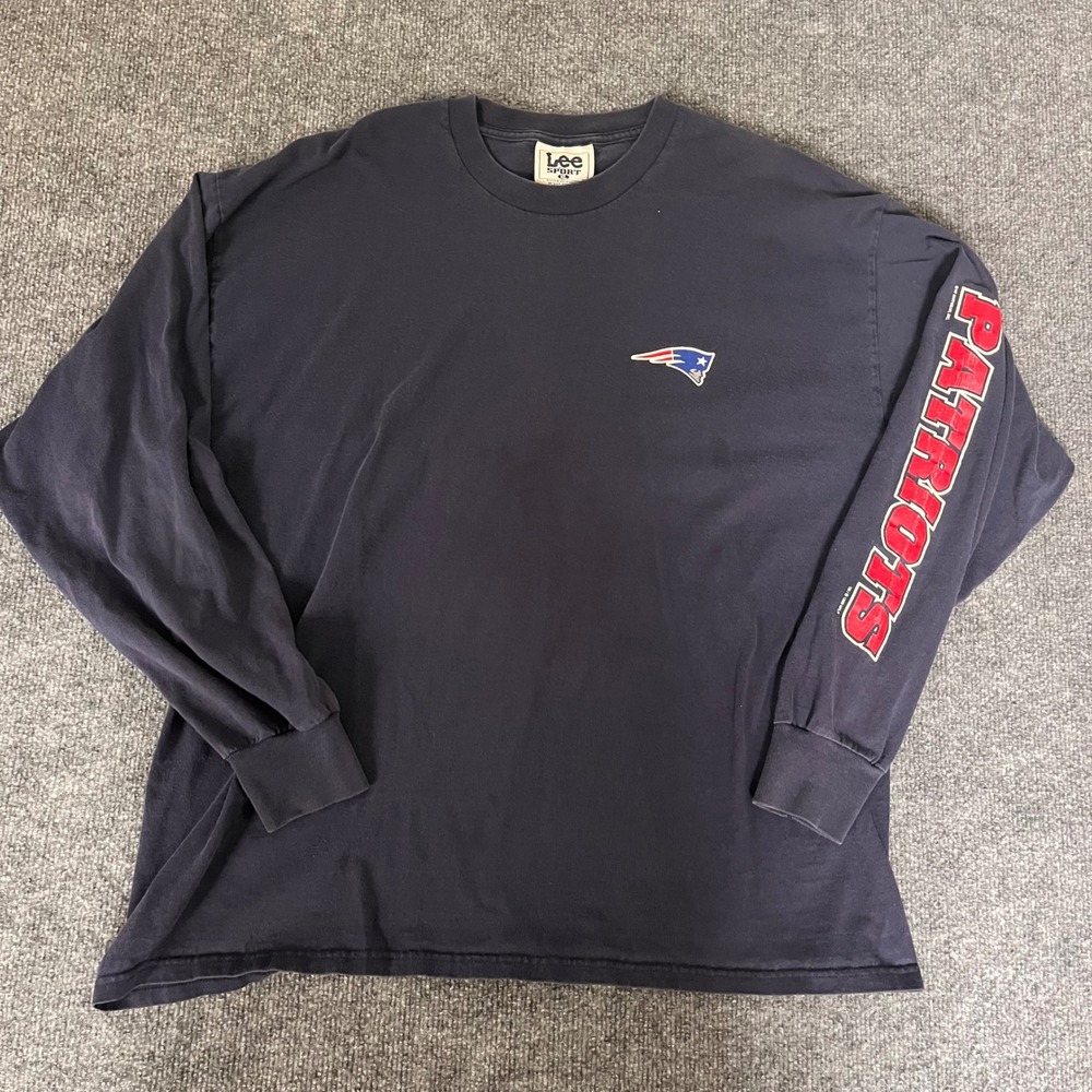 Vintage 1999 Lee Sport New England Patriots Long Sleeve Shirt XL Navy Blue NFL